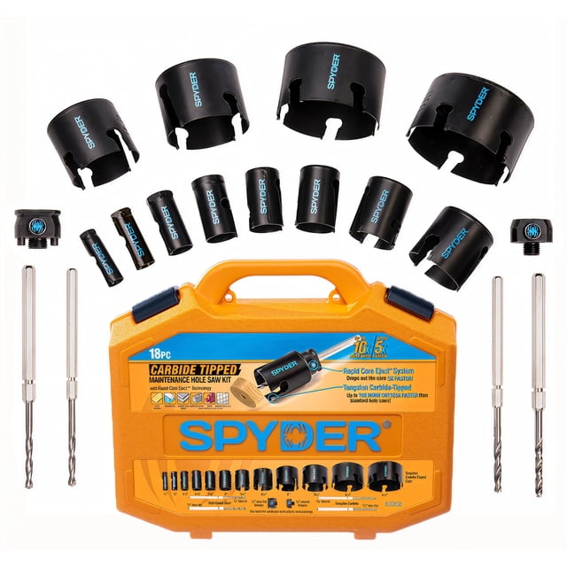 Kit de sierras copa de carburo de tungsteno Spyder de 18 piezas