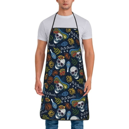 

Aprons for Men Women - flower skull Cooking Kitchen Apron Chef Apron Waterproof Apron for Painting Pottery Baking BBQ Gardening Salon Gift For women Men