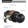 thumbnail image 2 of ( ) Matte Interior Door Knob with Lock for Bedroom/Bathroom Keyless Privacy Door Knobs for Bed/Bath by, 2 of 6