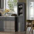 thumbnail image 3 of Palace Imports 100% Solid Wood 16.5" Kitchen Pantry Storage Cabinet with Glass Door and Adjustable Shelves, Gray, 3 of 4