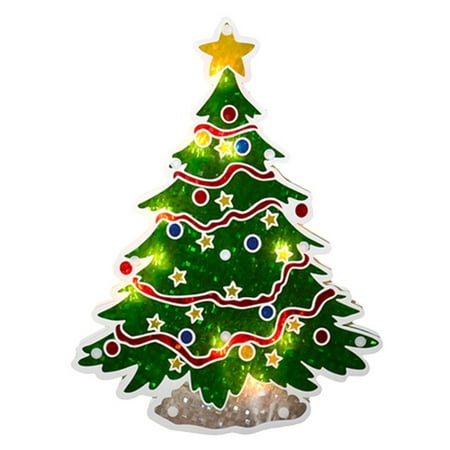 Northlight 12.5 in. Holographic Lighted Christmas Tree Window