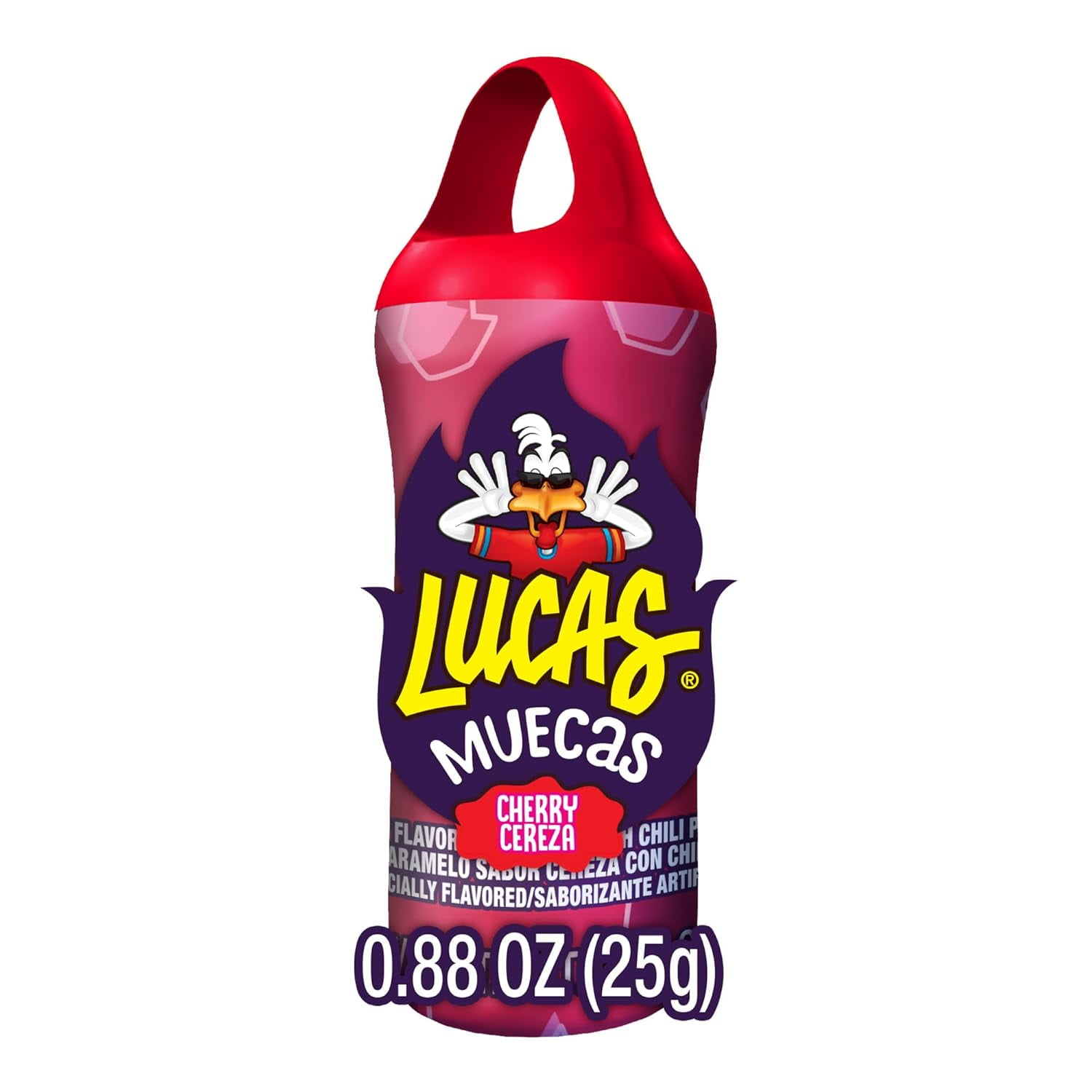 Lucas Muecas Cherry Flavored Lollipop with Chili Powder, 0.88 oz Shelf Stable Plastic Bottle