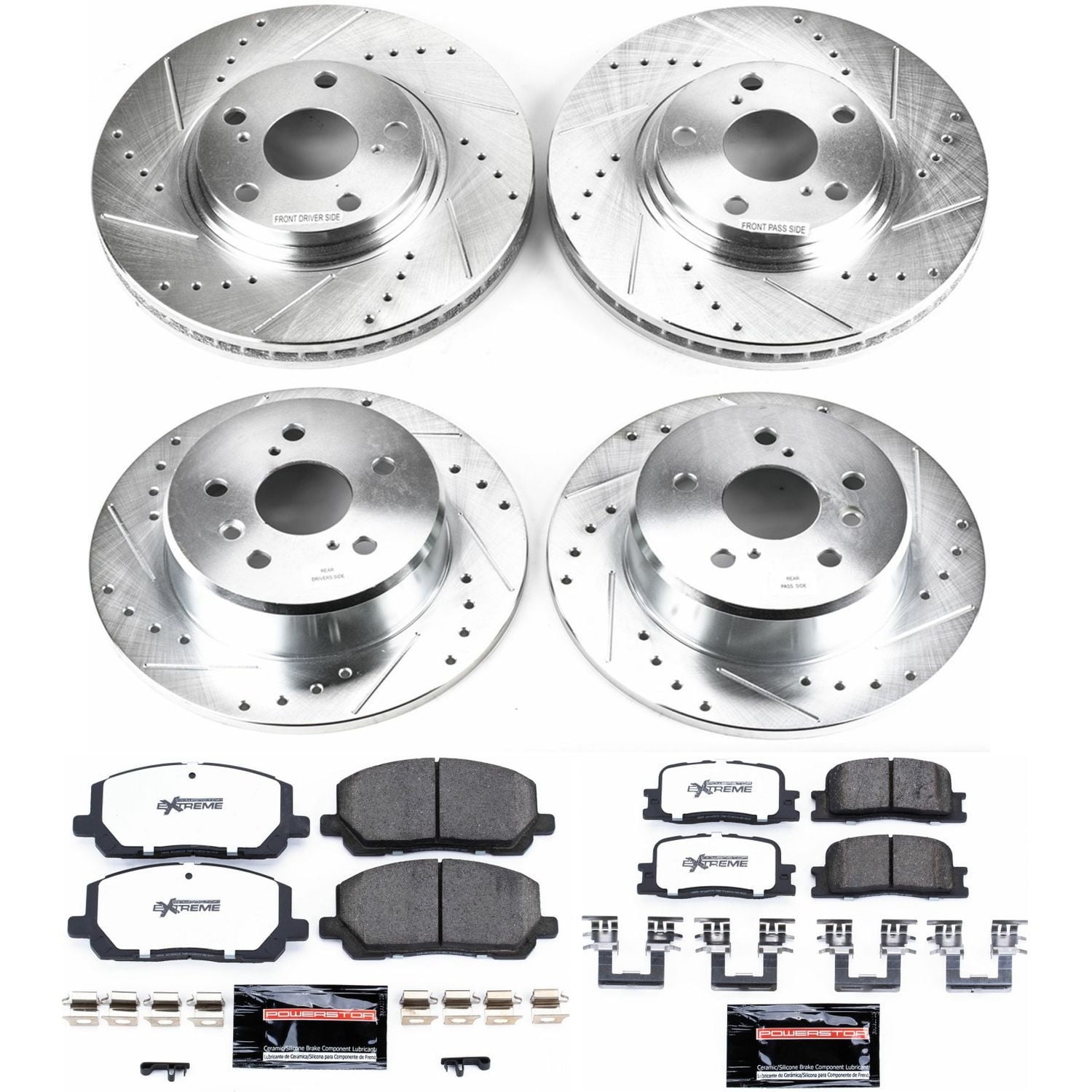 PowerStop Front and Rear Z36 Truck & Tow Carbon-Fiber Ceramic Brake Pad and Drilled and Slotted Rotor Kit Fits: TOYOTA Select Models K1140-36