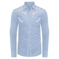 thumbnail image 3 of KDFJPTH T Shirts for Kid Trendy Boys Western Print Denim Shirt Classic Long Sleeve Button Down Top With Blend Toddler Tshirts, 3 of 3