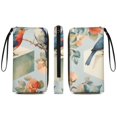 thumbnail image 2 of Womens Wallet Bifold Ladies Cluth Bag Wristlet Wrist Strap Long Purse Vintage Flowers Birds Design, 2 of 6