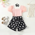 thumbnail image 2 of NZRVAWS 6T Little Girls Outfits Set 6-7 Years Little Girls Short Sleeve Top Shorts with Headband 3PCS Little Girls Summer Clothes Pink, 2 of 8
