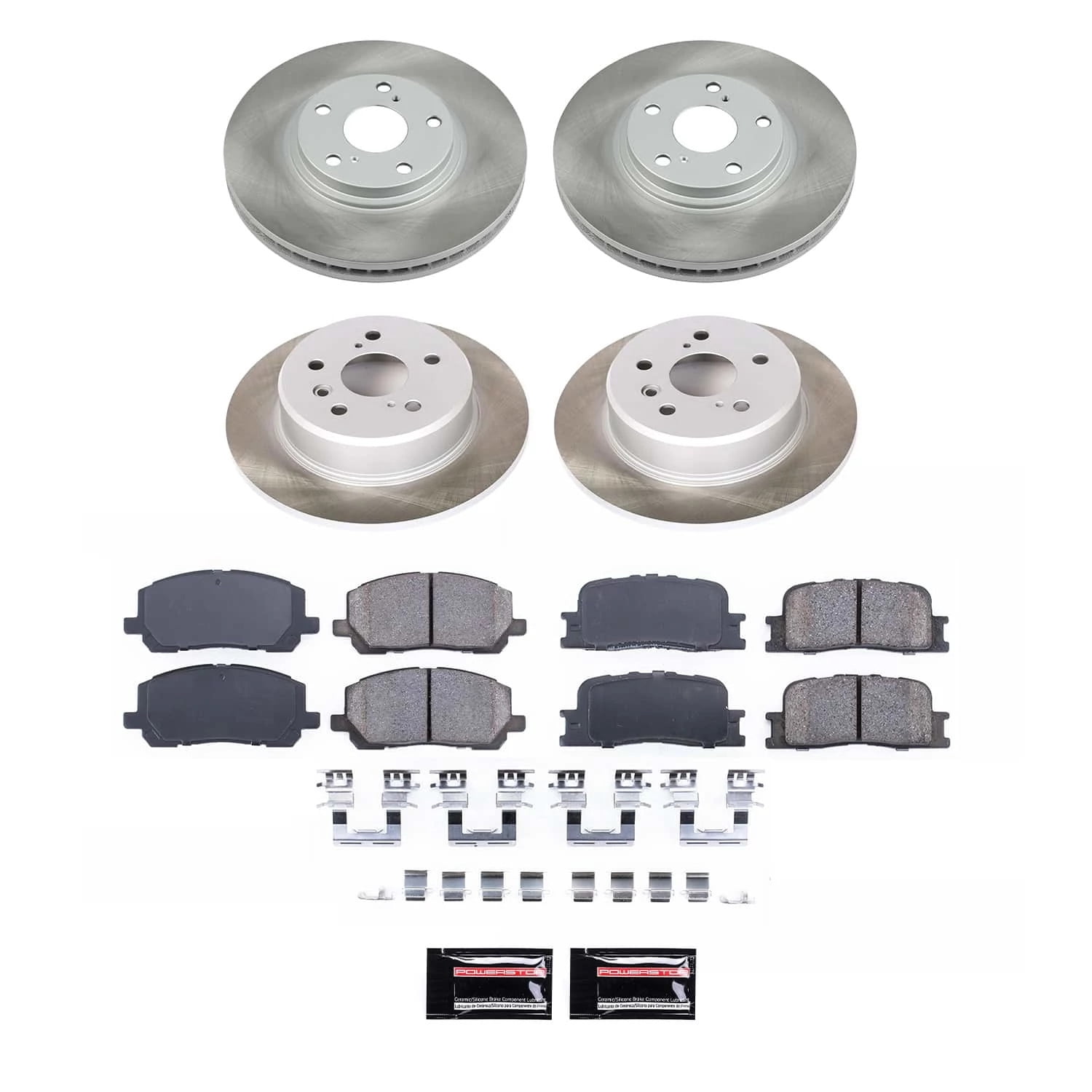 PowerStop Front and Rear Semi-Coated Rotor and Low-Dust Ceramic Brake Pad Kit SC1140