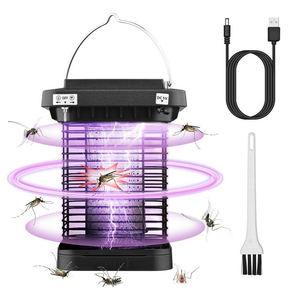 Solar Powered Bug Zapper - High Powered Electric Mosquito & Fly Trap, IP65 Waterproof LED