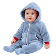 thumbnail image 2 of Mercatoo Baby Boys Girls Thick Fleece Jumpsuit Hooded Fuzzy Long Sleeve Plush Lightweight 𝗥omper Winter Cozy Warm Clothes, 2 of 4