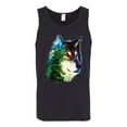 thumbnail image 2 of Earth Wolf Trees Mountains Nature Animal Lover Mens Graphic Tank Top, Black, Small, 2 of 3