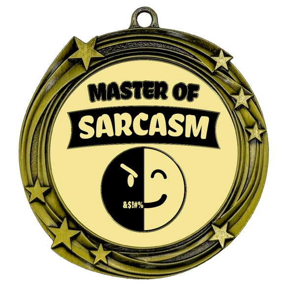 Master of Sarcasm Novelty Stars Design Medal | Funny Coworker or Family Award | High Relief Quality Metal Medal