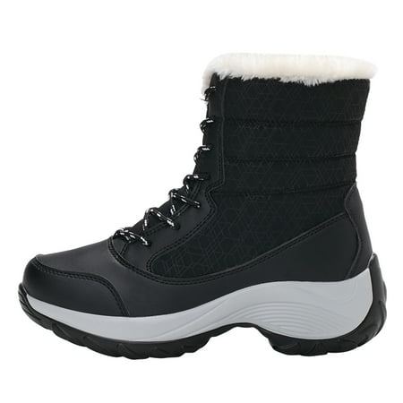 Puntoco Winter Warm Snow Boots Clearanc Eva Thick-Soled Women S Shoes Snow High-Top Plus Velvet Warm Cotton Shoes Black 7(39)