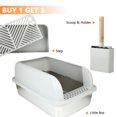 thumbnail image 2 of Fylica Stainless Metal Cat Litter Box, XL Extra Large Cat Litter Box, Open Top High Sided Litter Box for Multiple Cats, Anti-Leakage, Easy Cleaning, a Scoop, Scoop Holder, Step Included, 2 of 9