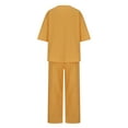 thumbnail image 5 of Mallwal Two Piece Linen Sets for Women Summer Casual Outfits for Women Clothing Set Female Long Sleeve Blazer Notched Lapel Business Suit Sets Long Pant Style S_732 Women's Tracksuits Yellow XL, 5 of 6