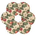 thumbnail image 7 of Yayeee 6 PCS Drink Coasters with Holder Set Woven Absorbent Round Tabletop Hot Pad, Beige Strawberry, 7 of 7