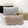 thumbnail image 4 of Bolso de mano con purpurina dorada para mujer, utilizado para bolsos plisados para vestidos de noche en fiestas de bodas, con anillos de diamantes de imitación, 4 of 6