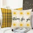 thumbnail image 4 of Hello Spring Daisy Flower Throw Pillow Covers 18x18 Inch Set of 4 White and Yellow Buffalo Plaids with Bloom for You Pillow Cases Cushion Cover Sofa Couch Farmhouse Decorative Pillowcase, 4 of 6