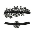 thumbnail image 3 of 2 piezas de ligas de novia con patrón de flores, accesorios de liga de encaje para baile de graduación Negro, 3 of 9