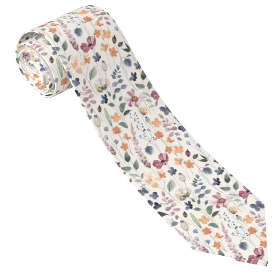 Xecao Watercolor Floral Print Tie For Men Necktie Woven Jacquard Neck Ties,Classic Men's Tie