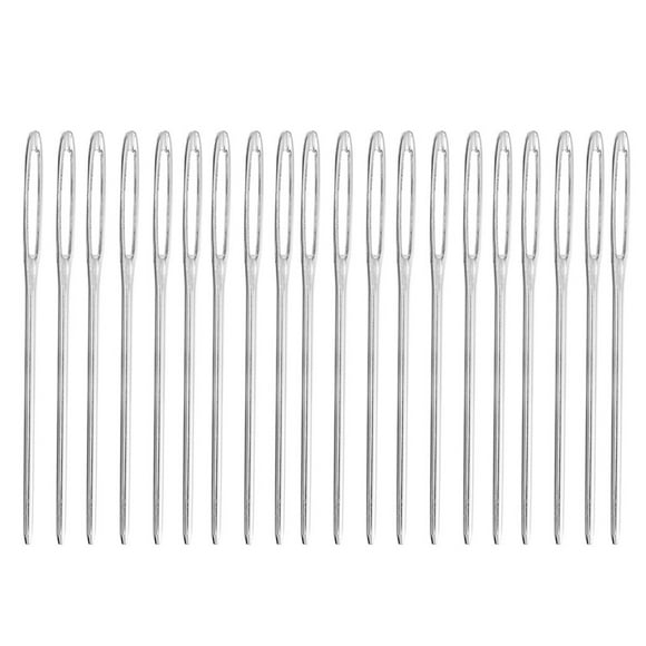 EeaseMX 20 agujas de coser de ojo grande de 6 cm, agujas romas para coser hilo y tejer (plateadas)