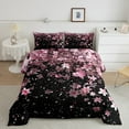 thumbnail image 2 of Erosebridal Cherry Blossoms Comforter Sets Twin Size, Black Pink Comforters & Duvets, Japanese Flower Floral Reversible Duvet Insert, Microfiber Bedroom Decoration, 2 Pieces, 2 of 8