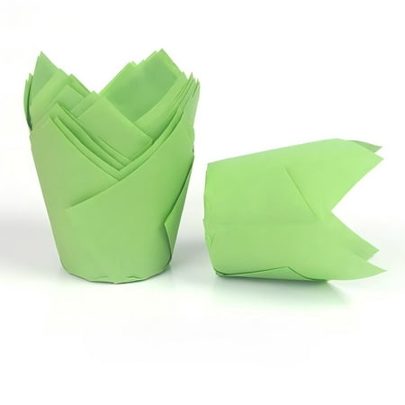 Bakexcel Tulip Cupcake Liners Green Standard 50PCS, Muffin Baking Cups, Cupcake Wrapper for Party, Wedding, Birthday, Christmas