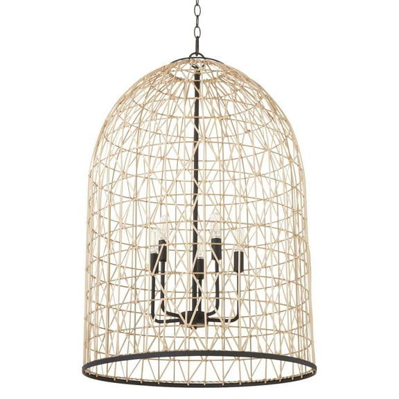 Quorum International 6902-5 Rattan 5 Light 22" Wide Pendant - Black