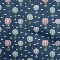 oneOone Cotton Cambric Blue Fabric Circus Craft Projects Decor Fabric Printed By The Yard 56 Inch Wide-aA