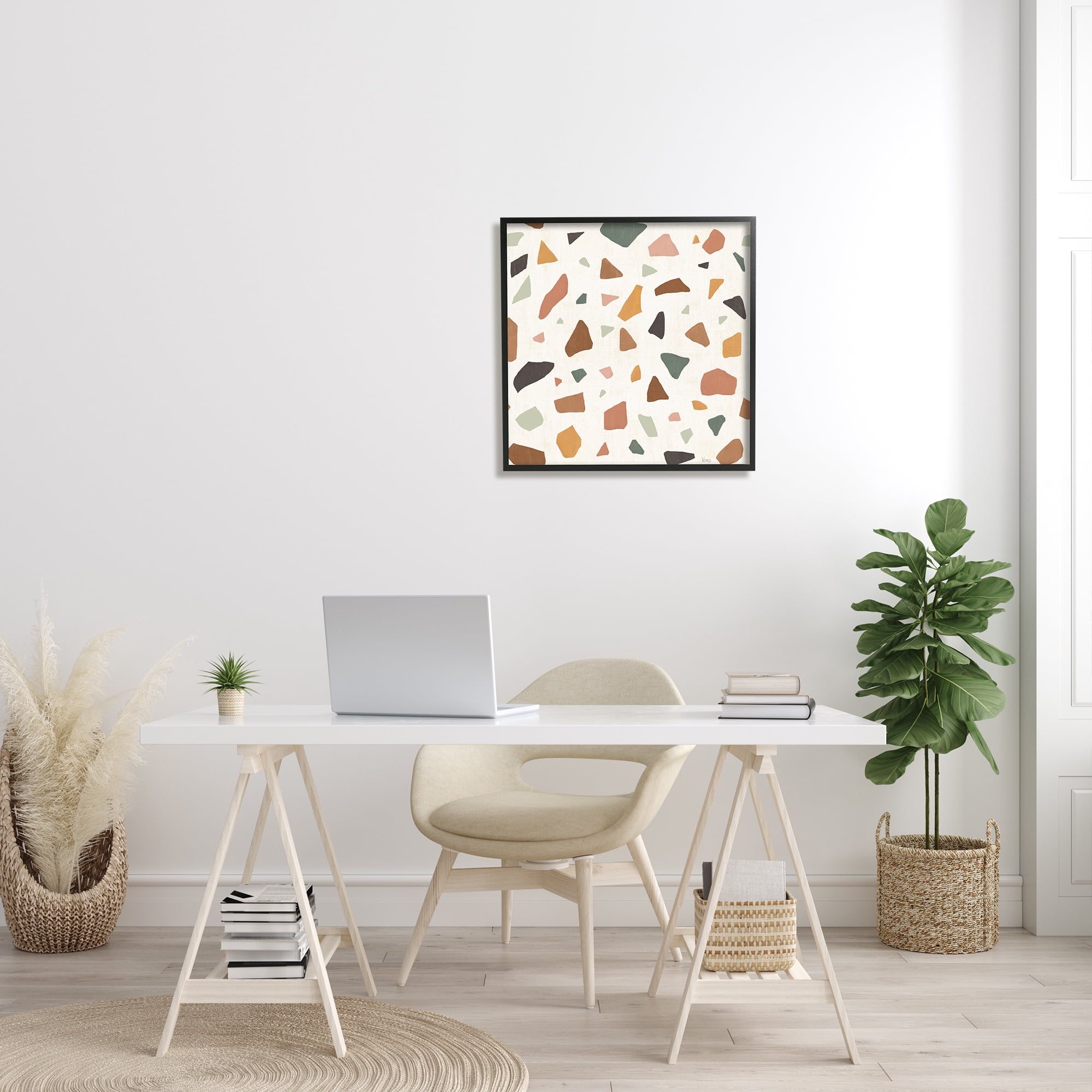 Stupell Indtries Abstract Confetti Rock Shapes Neutral Brown Orange Grey,24 x 24,Design by Veronique Charron