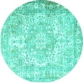 thumbnail image 1 of Ahgly Company Machine Washable Indoor Round Persian Turquoise Blue Traditional Area Rugs, 4' Round, 1 of 4
