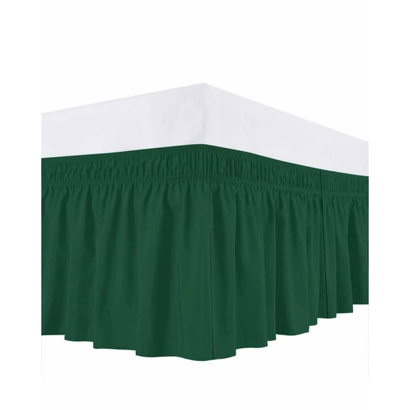 Solid Color Bed Skirt Sea Green Bed Skirts California King Size 18 Inch Drop, Wrap Around Dust Ruffle Bedskirt with Adjustable Elastic Belt for Queen Size Beds
