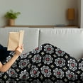 thumbnail image 3 of Eastern Soft Flannel Fleece Throw Blanket, Floral Ornament Motifs on Dark Background with Wavy Lines Abstract Design, Cozy Plush for Indoor and Outdoor Use, 50" x 60", Multicolor, by Ambesonne, 3 of 5