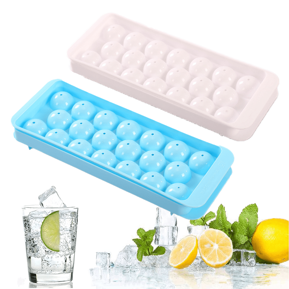 4 Packs Small Ice Cube Trays Mini Circle Ice Cube Tray Round Ice Ball Maker  Mold with Lid Bin 132Pcs Ice Cubes for Chilling Drinks Coffee Juice  Cocktail