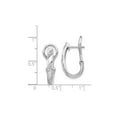 thumbnail image 3 of Gem & Harmony 1/8 Carat (Ctw) Diamond Hoop Omega Earrings in 14K White Gold for Women, 3 of 5