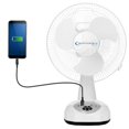 Technical Pro Portable 12" Rechargeable Oscillating Tabletop Fan with 9 Speeds Controls, LED Night light and Powerbank