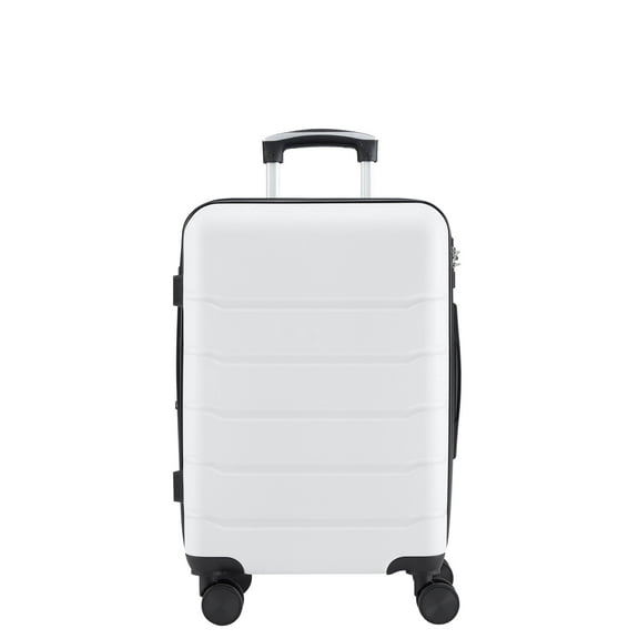 MCQ 20 Inch Carry on Luggage with Spinner Wheels, Hard Shell ABS Suitcase Lightweight Expandable Rolling Luggage, White