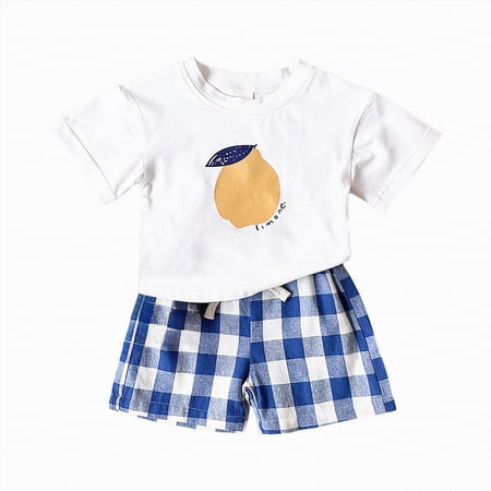 Kogui Toddler Girl Clothes Summer Toddler Baby Girl Summer Clothes Top T Shirt Shorts Set Cute Girls Outfits 3 6 9 12 18 24 Months 2T 3T 4T (Blue 6-9 Months)
