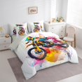 thumbnail image 3 of Feelyou Modern Motorcycle Print Twin Bedding Sets 7-Piece, Watercolor Artwork Bedding Comforter Set, Dirt Bike Lover Reversible Sheet Sets, Microfiber Bedroom Decor, 3 of 7