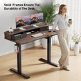 thumbnail image 2 of CHITOOMA 48″ x 24″ Electric Standing Desk with 2 Drawers, C-Clamp Mount Compatible, Height Adjustable Computer Desk, Home Office Stand Up Desk with 4 Preset Heights & 2 Hooks, Walnut, 2 of 8