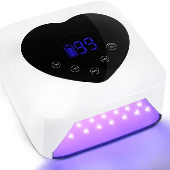"Nail Lamp,Cordless UV Led Nail Lamp 72W Rechargeable Nail Dryer with 5 Timer Setting,Professional Nail Light with Cute Heart Shape Large LCD Display "