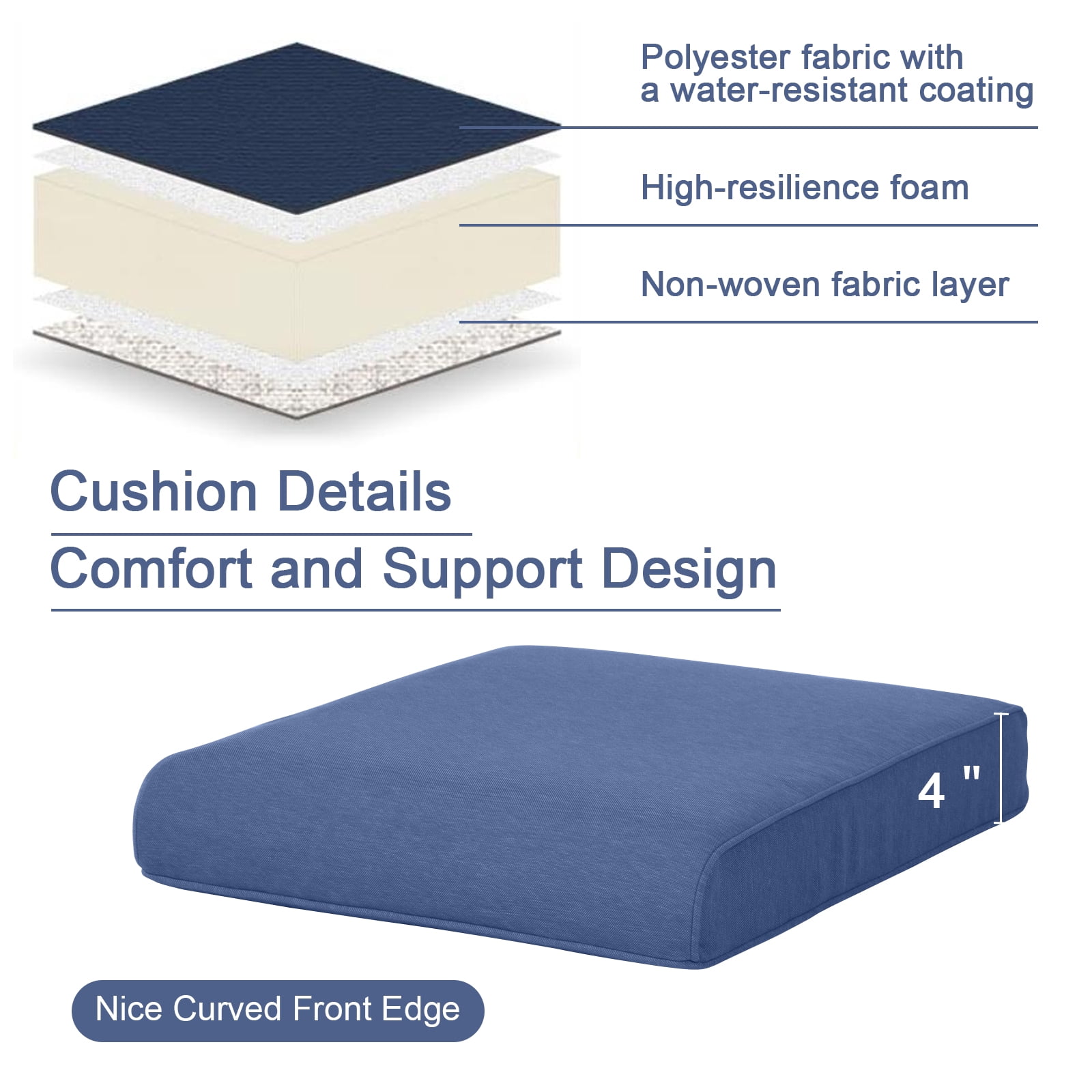 Terraloom 2-Piece Deep Seat Cushion Set, 22 x 25, Water Repellant, Fade Resistant, Deep Seat Bottom and Back Cushion for Chair, Sofa, and Couch