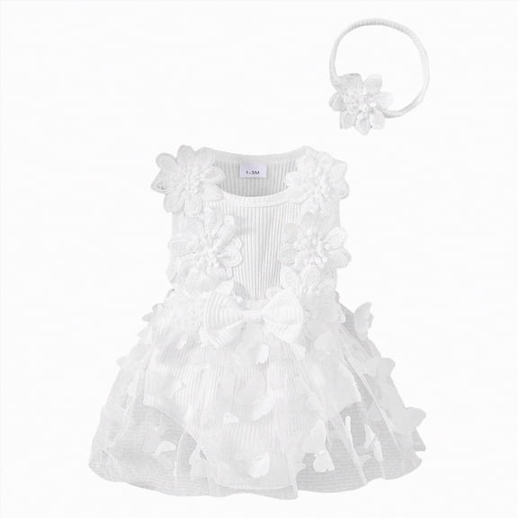 NIEWTR Baby Girl Summer Outfit Newborn Girl Bubble Romper Short Sleeve Jumpsuit Cute Infant Spring Clothing 3 6 9 12 18 Months(A-White,6-9 Months)