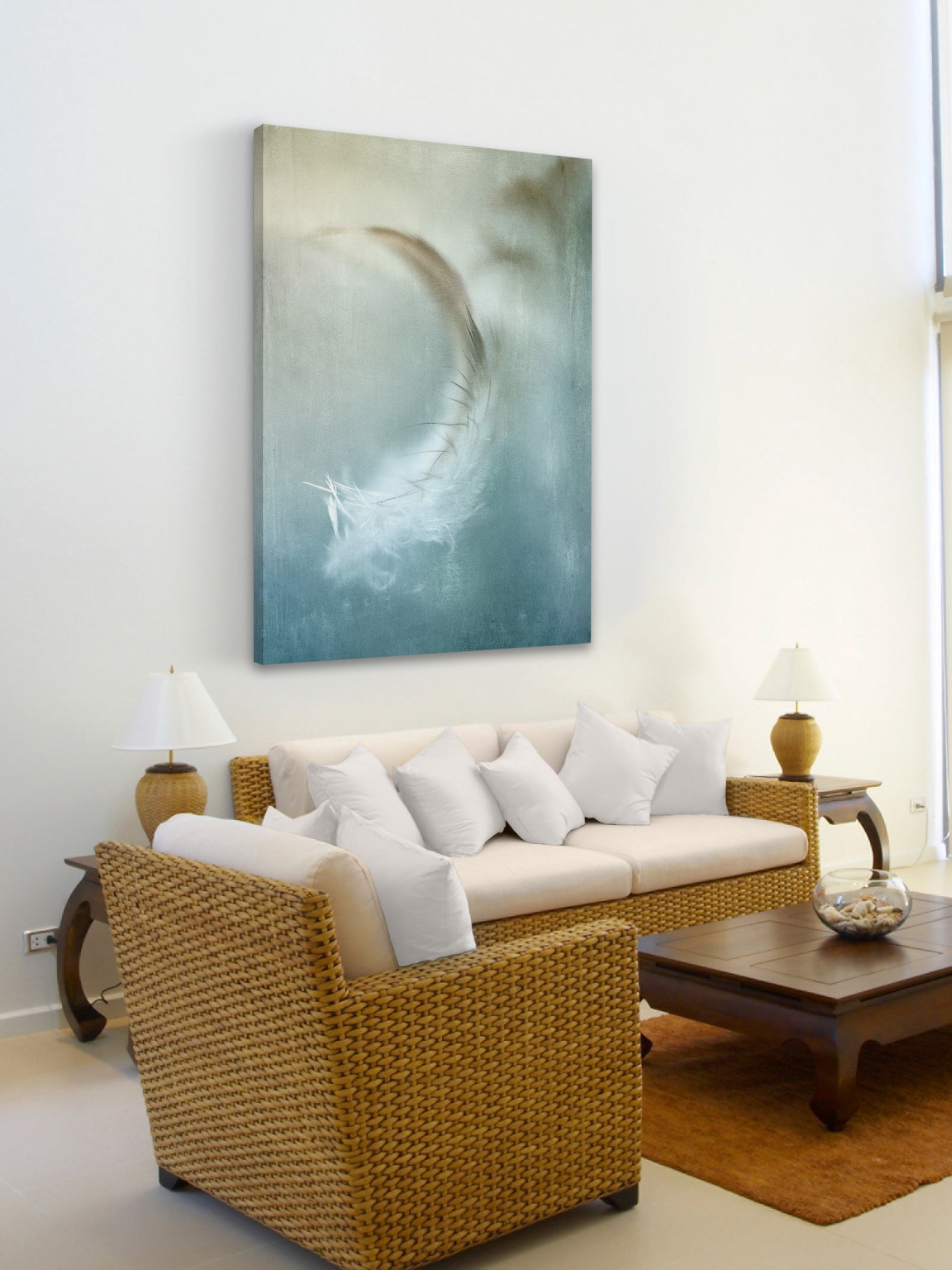 "Wind Blown Feather" Painting Print on Wrapped Canvas