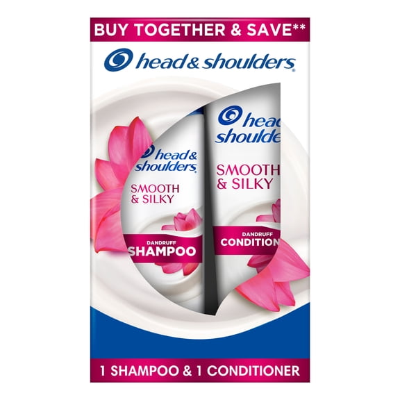 Head and Shoulders Smooth and Silky Dual Pack Dandruff Shampoo and Conditioner, Frizz Control, Fresh Floral Scent, Color Safe