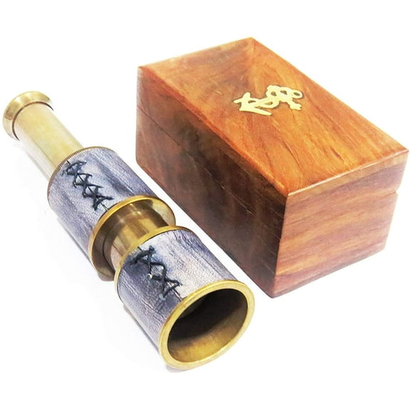 Handtooled Handcrafted Antique Brass Pullout Telescope