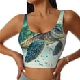 thumbnail image 3 of Goofa Watercolor Turtle1 Printed Sports Bras for Women, High Impact Running Bra Workout Crop Tank Tops Longline Sports Bra Push up-, 3 of 9