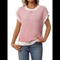 thumbnail image 2 of Suéter Casual de Rayas con Mangas y Bloques de Color Rojo, Talla M, 2 of 10