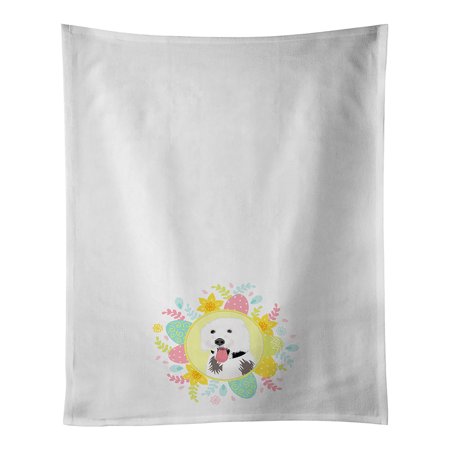 

Doodle Silver and White #2 Easter White Kitchen Towel Set of 2 19 in x 28 in
