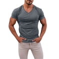 thumbnail image 2 of longantii Henley Shirts for Men Cotton Henley Tshirt Basic Loose Quick-Dry Shirts Polo Stylish Athletic Tees Work Vacation Outfits Dark Gray XXL, 2 of 5