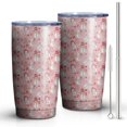 thumbnail image 2 of 20oz Tumblers Pink Christmas Snowman Pattern Stainless Steel Vacuum Insulated Double Wall Travel Tumbler Cups Mug with Lid and Straw,Cleaning Brush for Cold & Hot Drinks, 2 of 7